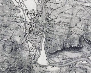 Historic Map of Perth showing location of North Inch
