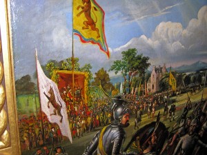 Painting of The Battle of the North Inch - 1396. On display at the battlefield's museum.